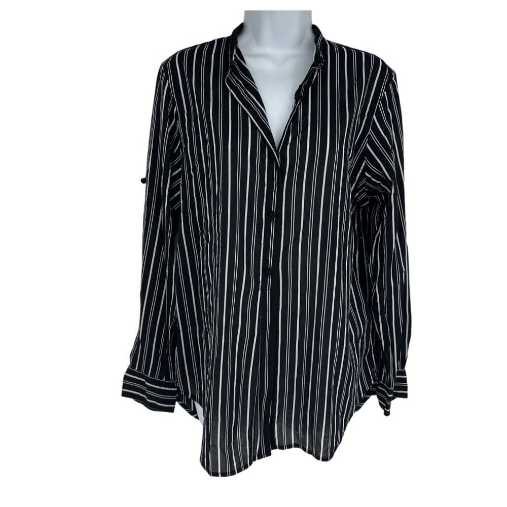 Lauren Ralph Lauren Unique Buttons Roll Tab Sleeve Button Down Blouse Size M